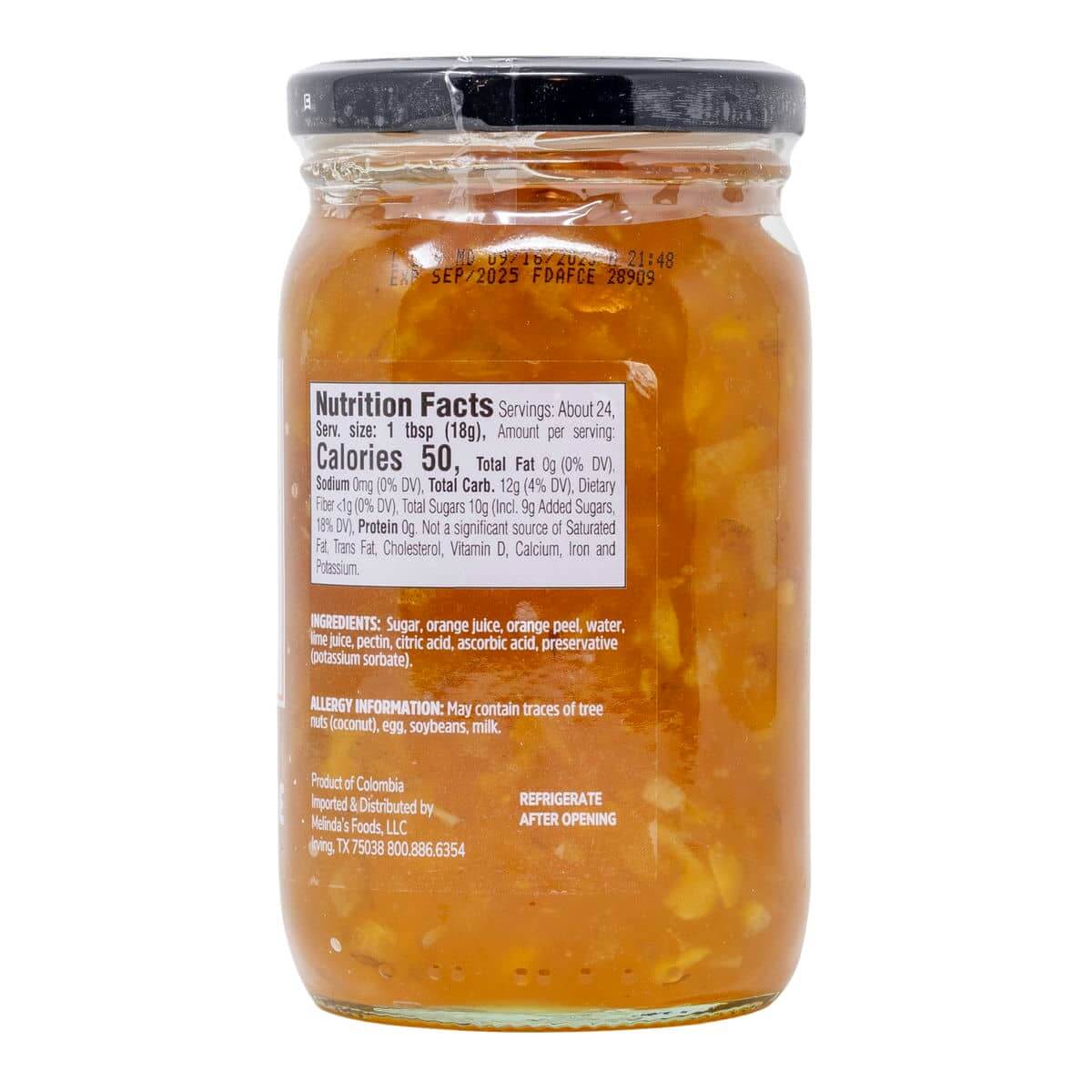 Melinda’s Whole Fruit Preserves Orange Marmalade Nutrition