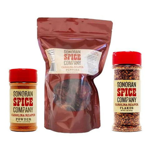 Carolina Reaper Peppers, Powder and Flakes Spice Gift Set Carolina Reaper Sonoran Spice 