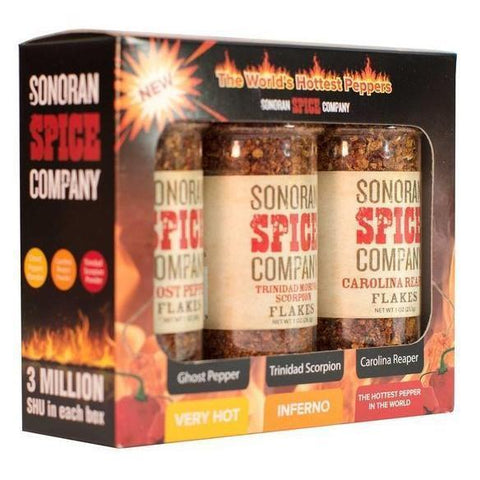 Carolina Reaper - Trinidad Scorpion - Ghost Pepper Flakes Gift Box Spice Gift Sonoran Spice 